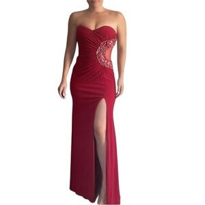Jovani Red Strapless Gown
